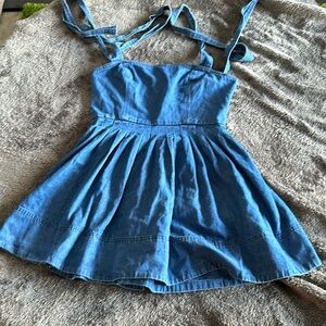 Tie strap pleated skirt denim dress size L